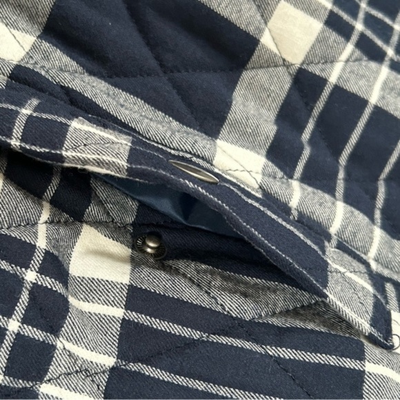 NWT CROFT & BARROW BLUE & WHITE PLAID FULL ZIP LINED DRAWSTRING VEST, SIZE M - Picture 5 of 8